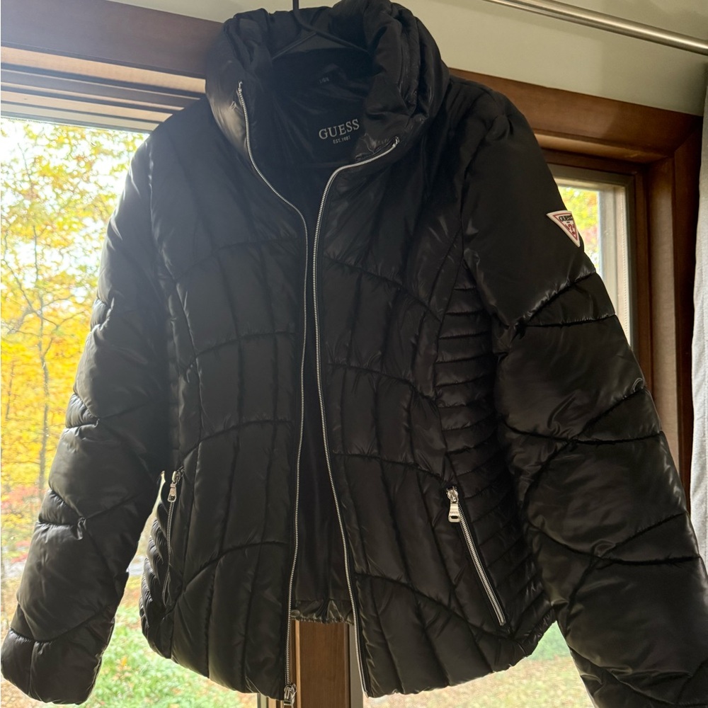 GUESS Women's Quilted Black Puffer Coat